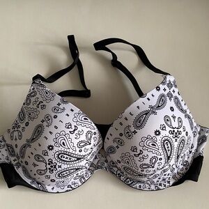 Black and White Paisley Print Bra